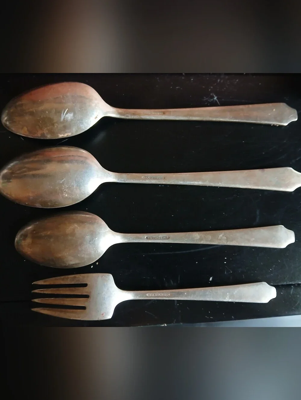 Vintage 1847 Rogers Bros Silver-Tone Flatware Serving Spoons and Fork
